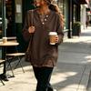 Women's V-Neck Knit Sweater Loose Fit Look Top for Casual and Everyday Wear