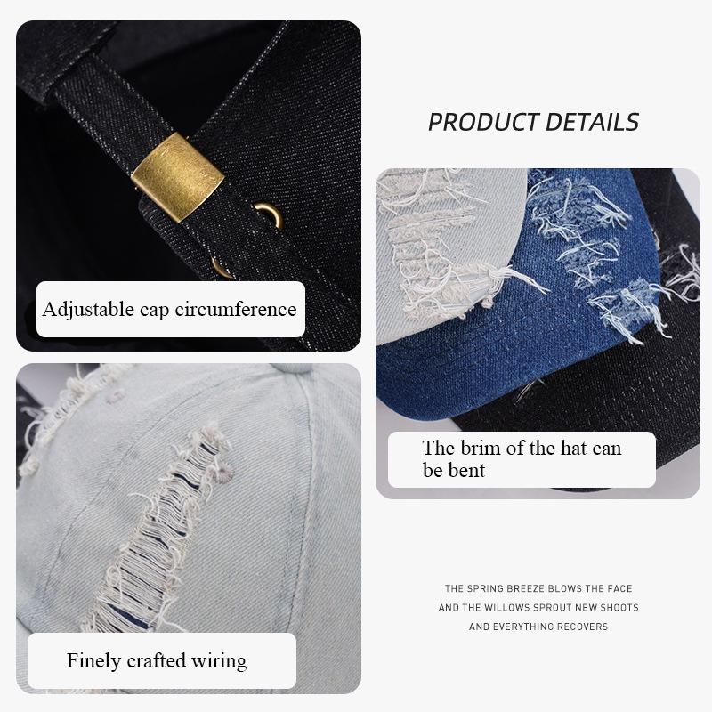 Ретро ковбойская бейсболка с промытыми отверстиями для мужчин и женщин, однотонная модная спортивная солнцезащитная кепка для отдыха, регулируемая шляпа в стиле хип-хоп