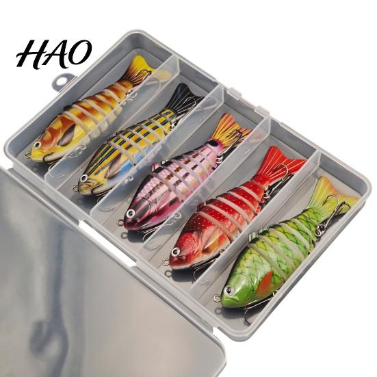 Realistic Fish Patterns 5Pcs/Set Hard Fishing Lures, Bass Baits with Metal Reusable Hooks, Lures for Anglers Freshwater Saltwater Effective Bait