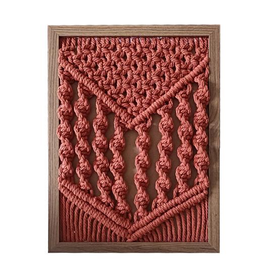 Handmade Woven Tapestry Frame Framed Boho Cotton Wall Art Wooden Rope Wall Hanging