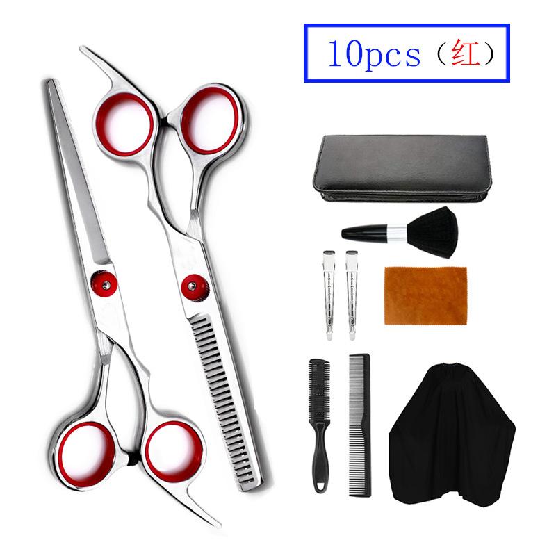 Professional Hair Cutting Scissors Set 10 Piece Straight Thinning Shears Kit Barber Salon Tool