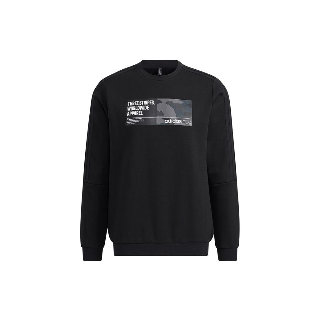 adidas Спортивная толстовка Neo Fun Print Letter с круглым вырезом, мужские топы, черный цвет H45173
