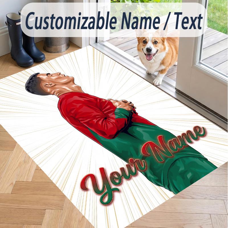 Custom Text Printed Rug Cristiano Ronaldo Non Slip Floor Carpet For Home Room Decor