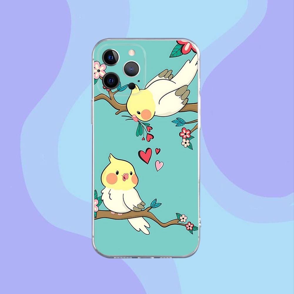 Chubby Cockatiel Parrot Bird Phone Case For iPhone 16,15,14,13,12,11 Pro,Max,Plus,X,XS,XR,SE,Mini Transparent Silicone Soft