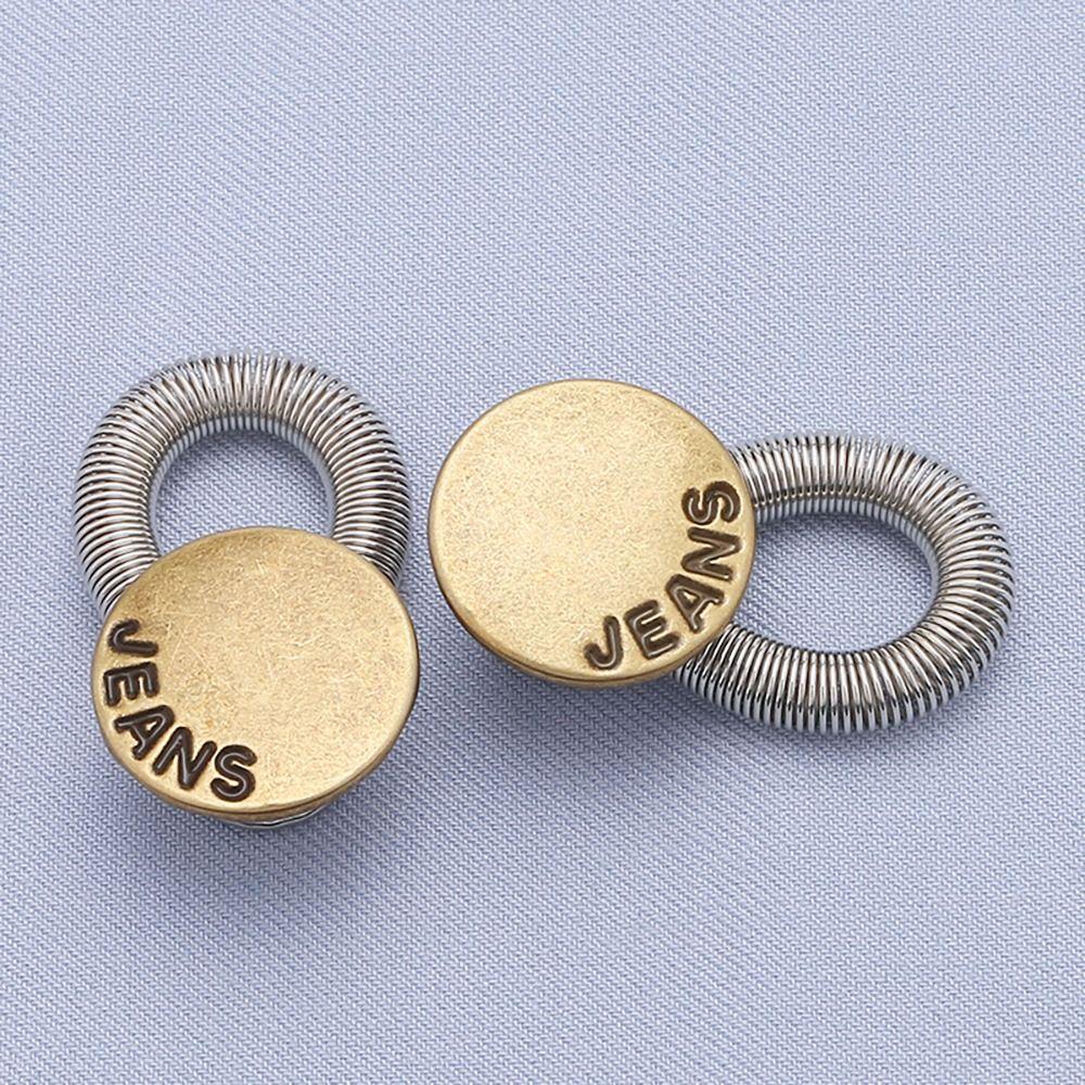 10Pcs Trousers Pants Stretch Waist Extension Metal Elastic Jeans Button Universal Spring Button