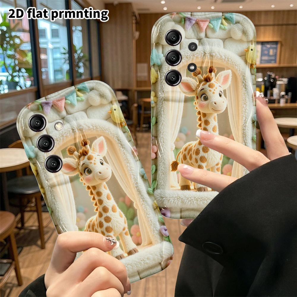 Phone Case: 2D flat, suitable for Samsung Galaxy A34 A35 M05 M06 S20 S22 S21 FE Plus 5G protective case, window-side giraffe, perfect Christmas and Ha