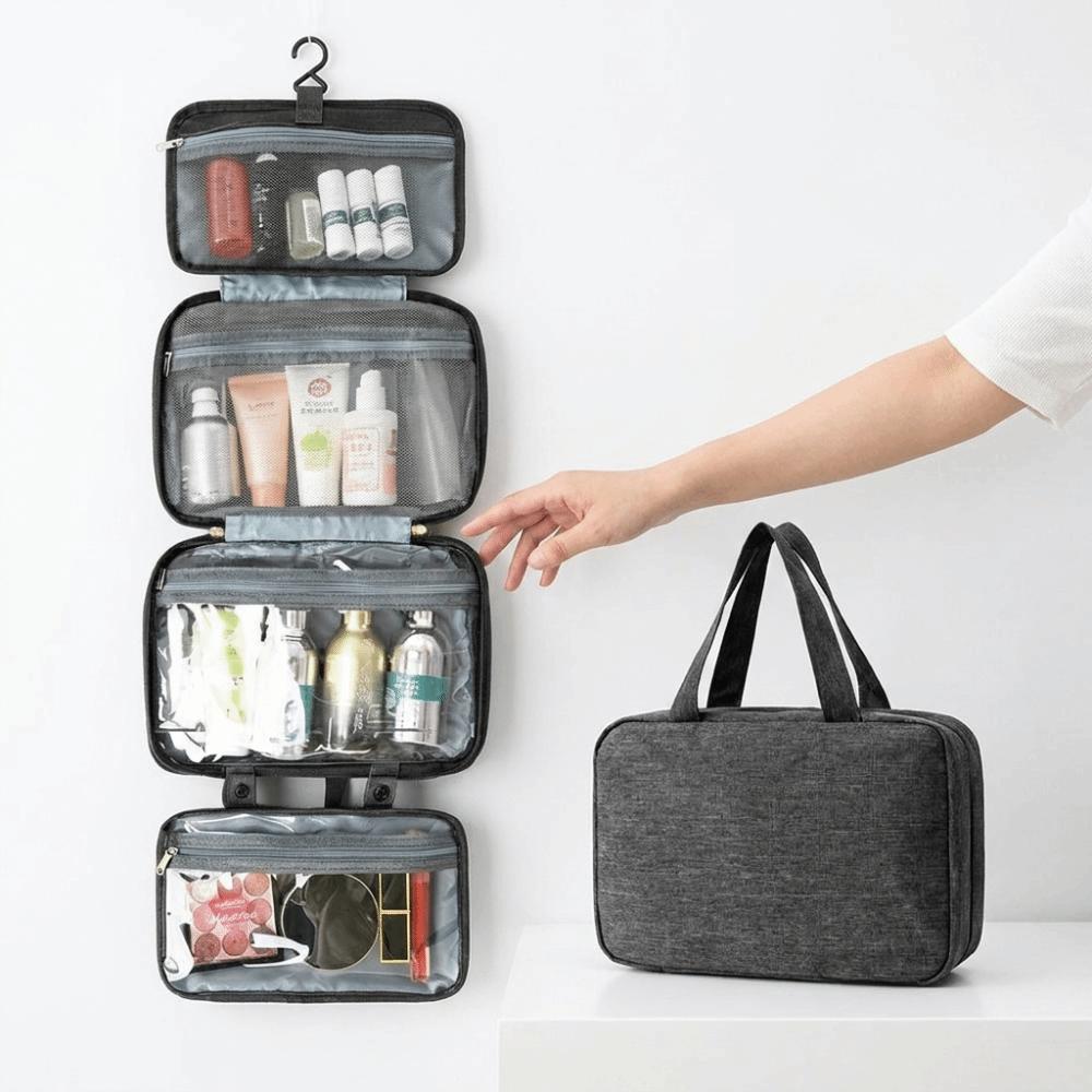 Large Capacity 4 Fold Toiletry Bag Wet Dry Separation Makeup Bag Travel Hanging Wash Bag Home