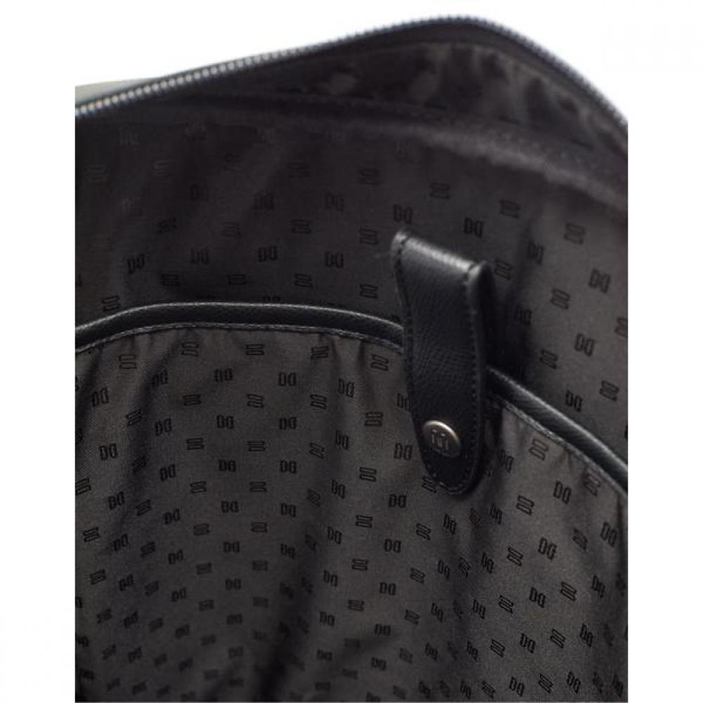 Daks Black Leather Simple Backpack [15 Inch Laptop Compatible] Dbba3e337