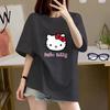 Sanrios 2026Summer New Collection HelloKitty Cartoon Print Pure Cotton Fitting Breathable Womens ShortSleeved TShirt