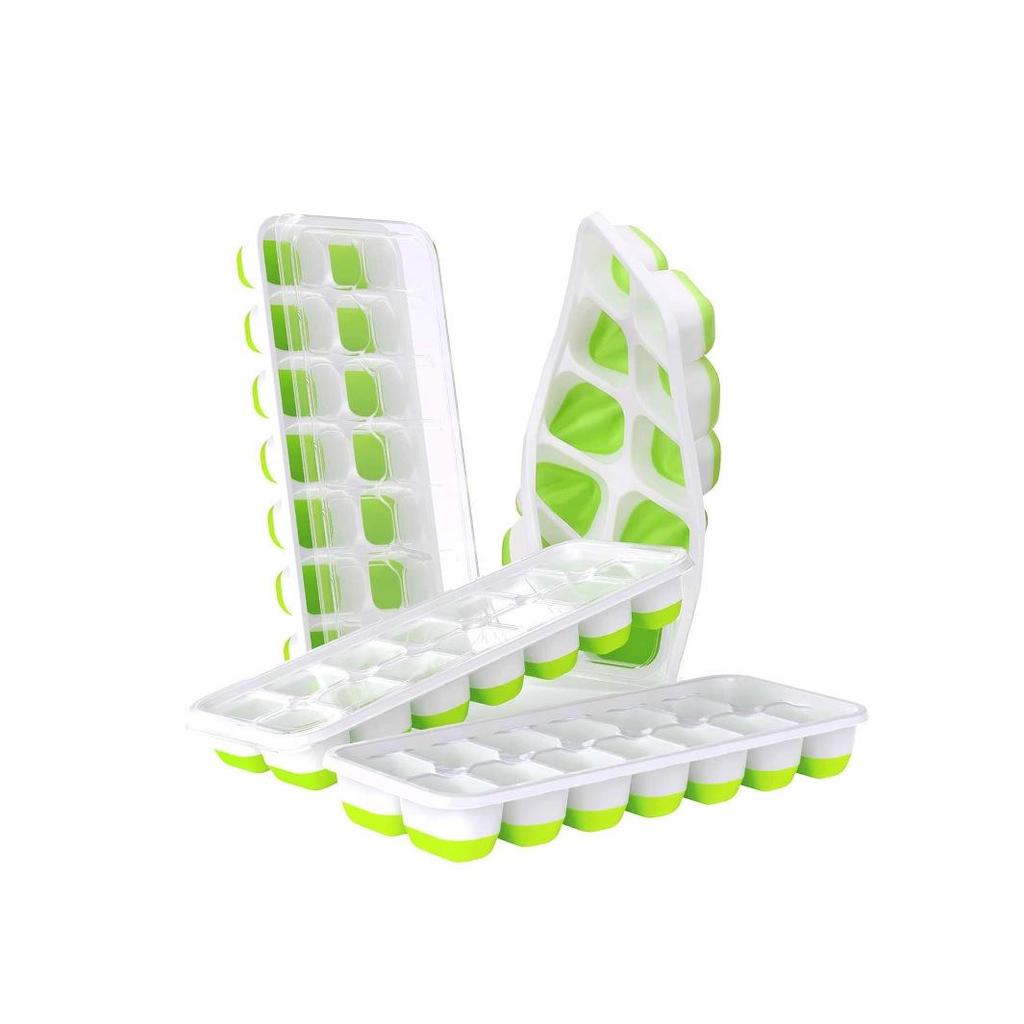 Sike 14-Grid Silicone Ice Cube Tray with Lid - DIY Soft-Bottom Mold for Ice Cream and Cubes