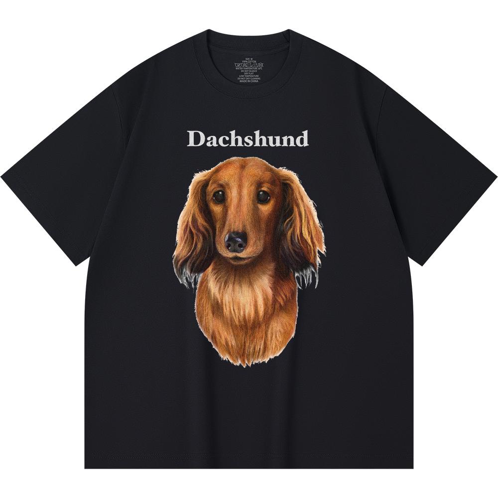 Футболка из 100% хлопка плотностью 230 г/м2 с принтом таксы, забавная футболка из чесаного хлопка в стиле Харадзюку