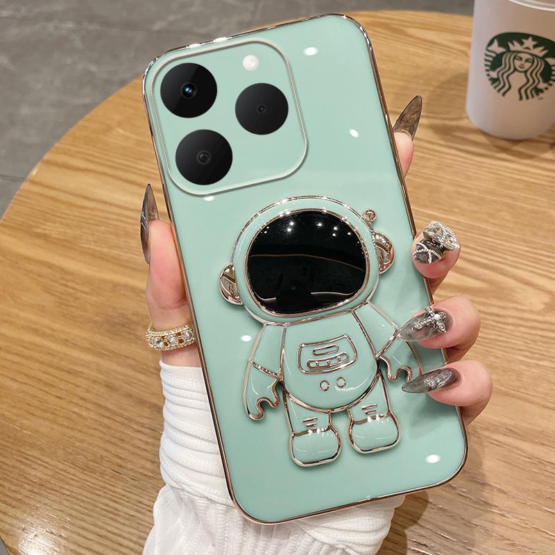 For Realme 15T Case Shining Astronaut Spaceman Bracket Holder Design soft plating For Realme 15T Back cover