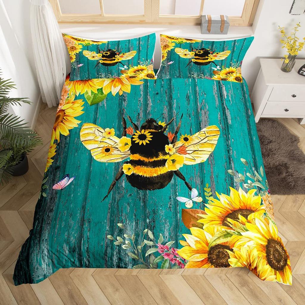 Красный сельскохозяйственный трактор Трехкомпонентный пододеяльник 3D Цифровая печать Комплект постельного белья Покрывало для кровати