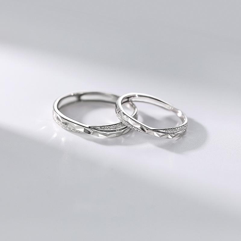 Star Sea Pair Ring Simple Couple Long-Distance Love Men And Women Open Valentine'S Day Ring Gift Glitter Plain Ring Ring Ring