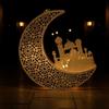 Muslim Ramadan Wooden LED Light Pendant Eid Wall Hanging Moon Castle Ornaments for Islam Party Decoration LED Lighting Ideal