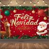 Winter Christmas Background Banner Spanish Christmas Party Decoration Xmas Tree Santa Claus Backdrop Supplies Photography Props