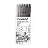 MONAMI PlusPen 3000 Precision Pigment Pen 6-Color Set, Professional Black & Gray Ink Drawing Pens