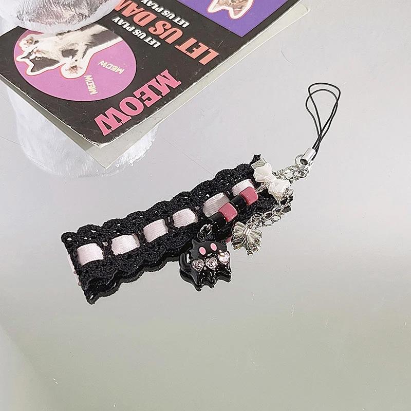 1 шт. Модный шнурок с кошачьей лапкой, бисерный кружевной бант, телефон, подвеска, камера, аксессуар, ткань