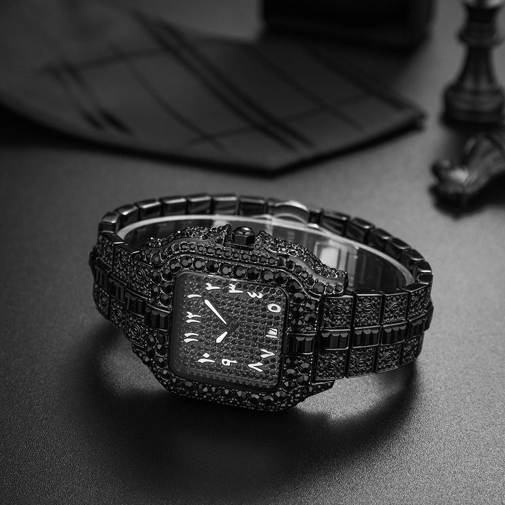 MISSFOX-Мужские водонепроницаемые часы с календарем, полностью бриллиантовые кварцевые часы в стиле хип-хоп