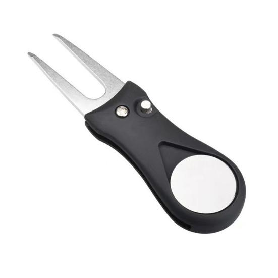 Инструмент для гольфа Divot Складной инструмент для ремонта Divot с магнитным прочным всплывающим маркером для мяча из нержавеющей стали Вилы для игроков в гольф