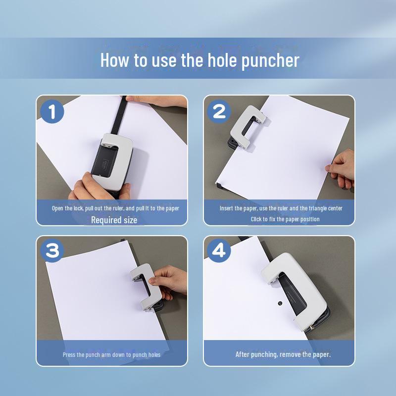 Папка-регистратор формата А4 с четырьмя отверстиями, бумагой для проверки пробивки отверстий и большим объемом для хранения.