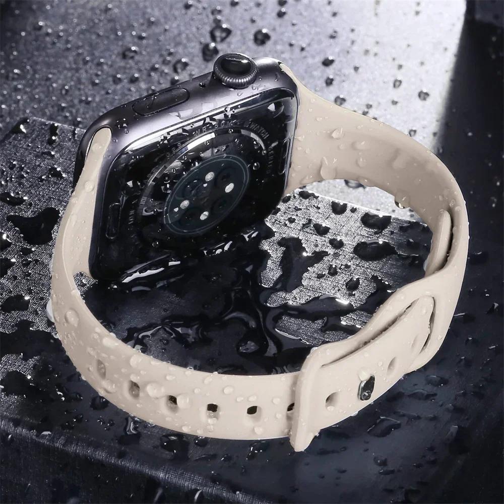 Тонкий силиконовый ремешок для Apple Watch 11 10 46 мм Ultra 3-2 49 мм серии 9-8-7 41 мм 45 мм 44 мм спортивный браслет iWatch 4 6 5 SE 3 ремешок