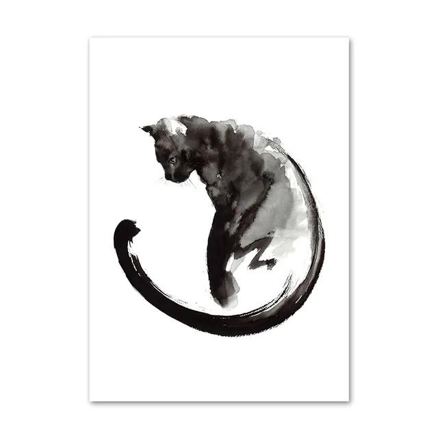 Японский Минимализм Черный Шотокан Самурай Каратэ Искусство Тушь Холст Живопись Постеры и Принты Настенные Картины для Декора Гостиной