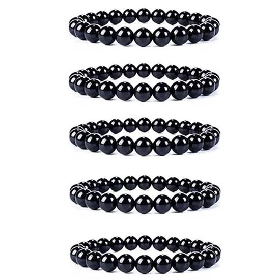 Набор из 5 круглых бусин для браслета, регулируемый, 6 мм, натуральные бусины, эластичные, растягивающиеся