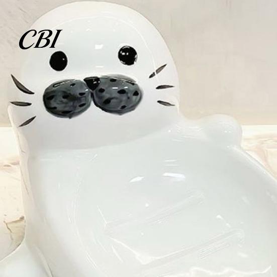 Drainage Soap Tray Cute Seal Ceramic Dish, with Self-Draining Design, Sponge Novelty Organizer Tray, for Bathroom Countertop And Kitchen Sink Stand