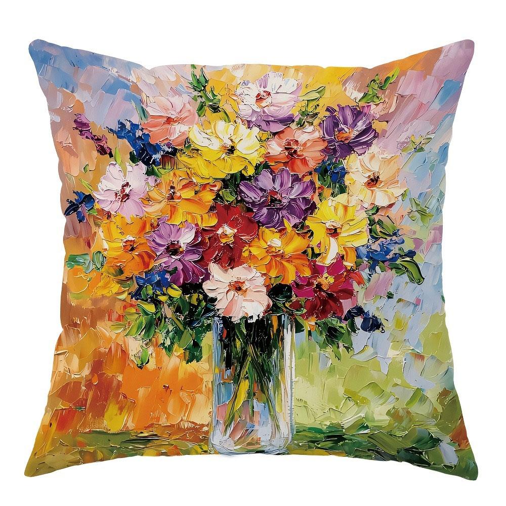 Mountain Wildflowers Pattern Home Decor Pillowcase Bedroom Living Room Sofa Decoration Polyester Cushion Cover With Zipper