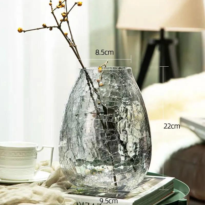 Light Luxury Lucite Ice Flower Glass Vase American Home Decor Clear Flower Vase Living Room Decoration Amber Vase