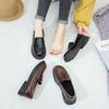 Корейская пара британских туфель-лоферов Slip-On: Большие размеры, широкая посадка, классические кожаные туфли в студенческом стиле