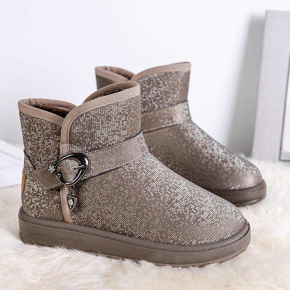 Women's Waterproof Winter Boots Snow Female Warm Ankle Boots with Thickened Fur Lining and Slip-Resistant Sole