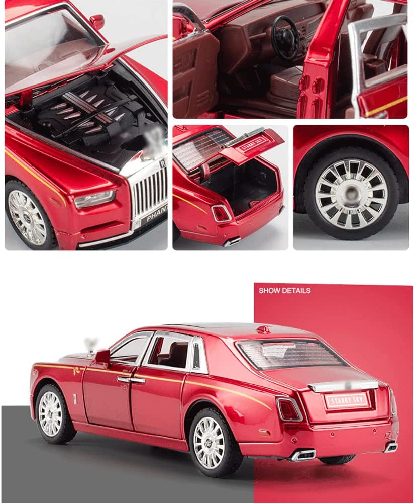 1/24 Rolls-Royce Phantom модель автомобиля, игрушечный автомобиль из цинкового сплава с откидной спинкой, металлическая модель автомобиля для литья под давлением со звуком и светом для детей, подарок для мальчиков и девочек