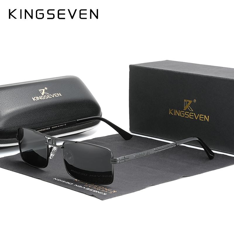 Новое поступление, поляризационные солнцезащитные очки KINGSEVEN, винтажная оправа из нержавеющей стали, брендовая прямоугольная конструкция, солнцезащитные очки для вождения и рыбалки N760