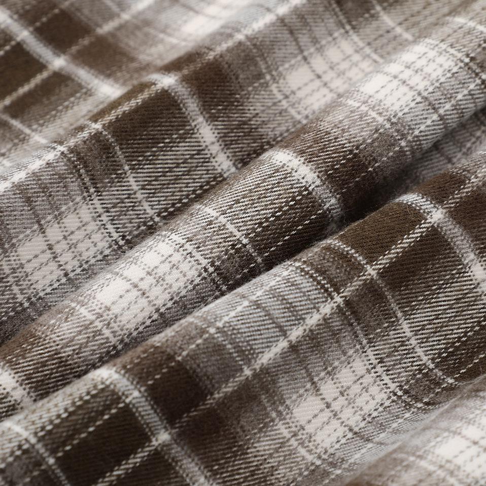 2025 Winter Women's Casual Retro Plaid Loose Brushed Texture Shirt Top