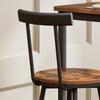 Bar table and stool set, dining table with two chairs, metal frame, industrial style, for dining room, living room, rustic brown, 60cm*60cm*90cm
