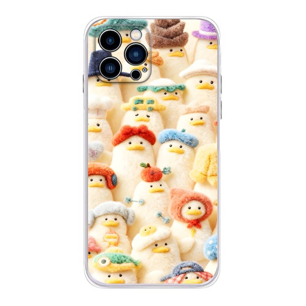 Cute Cartoon D-Duck Design Kawaii Phone Case for iPhone 16,15,14,13,12,11 Pro,Max,17,Air,E,Mini Anti-Fingerprint Anti-Shock TPU