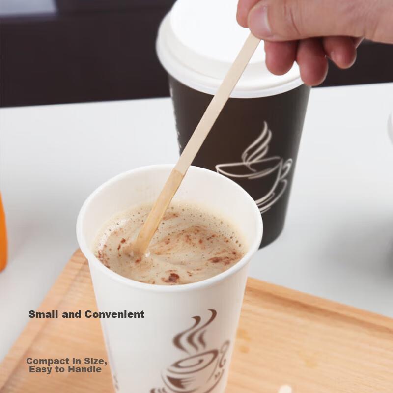 AOmeiyou Disposable Coffee Stirrers, 500 Pieces, Wooden Coffee Stirrers, 14cm, Individually Wrapped, Portable
