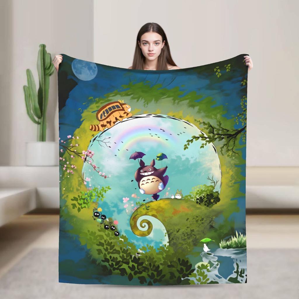 Traditional Nekobasu Japanese Blanket T-Totoros Travel Flannel Bedding Throws For Living Room Warm Bedspread Birthday Present