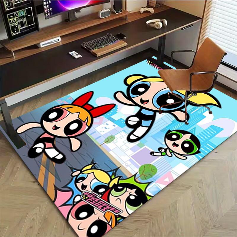Powerpuff Girls Adventure Carpet For Playroom Bedroom Living Room Sofa Home Decorkids Game Area Rug Nonslip Floor Mat