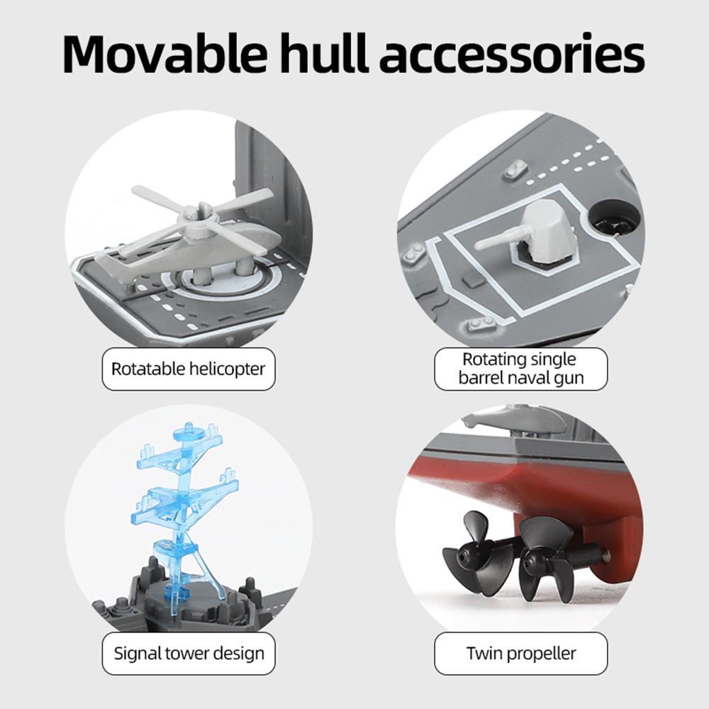 2.4G Remote Control Boat Waterproof High-Speed Simulation Ship Warship Model Rechargeable Mini