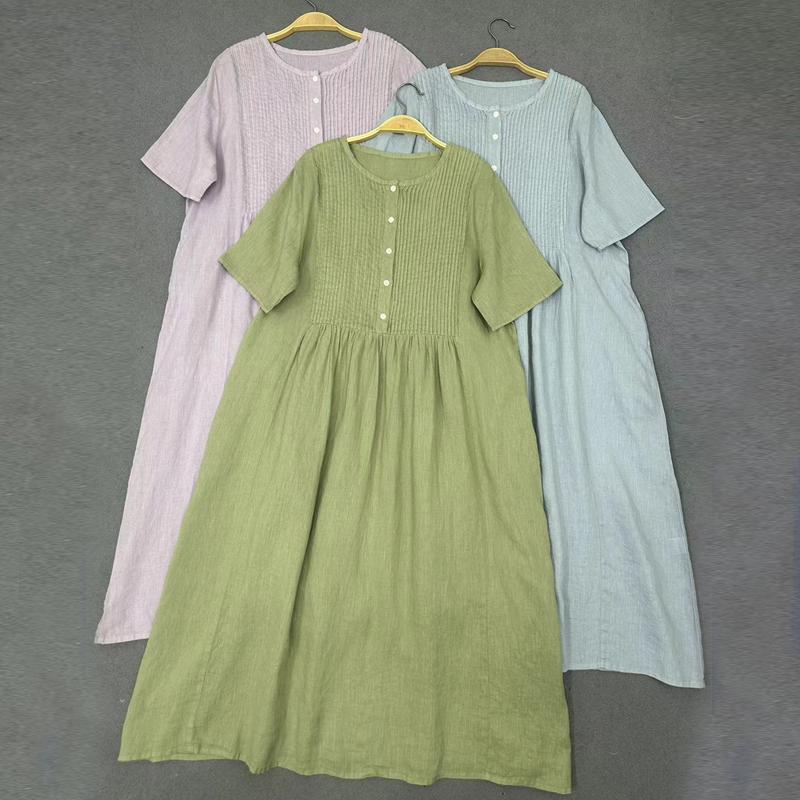 Johnature Летние японские платья-гармошки со складками, повседневные ретро простые женские платья с короткими рукавами