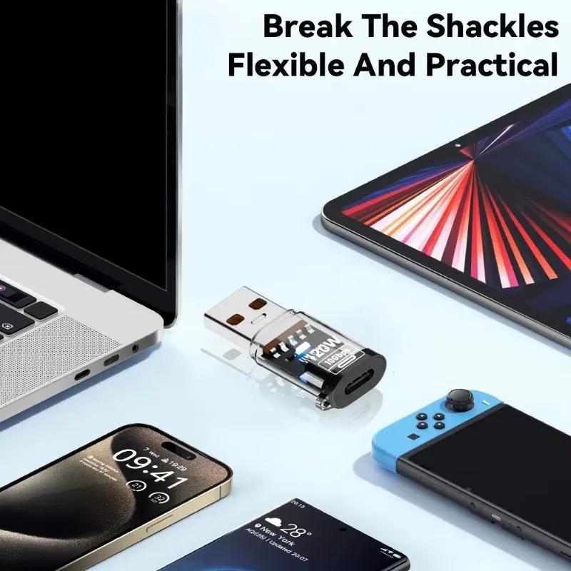120 Вт USB C OTG Адаптер USB на Type C Адаптер для передачи данных и зарядки 10 Гбит/с USB Female на Type C Male Разъем для IPhone 16 15