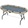 8 Player Folding Poker Table, with Cup Holders, Cushioning Edge, Brown and Blue