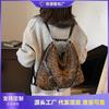Large Capacity Retro Leopard Print Tote Bag Women's New Versatile Casual Shoulder Bag Multi-purpose Backpack