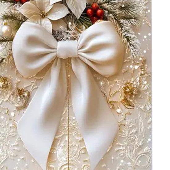 Рождественский чехол на дверь 35x79 дюймов Эластичная ткань Чехол на входную дверь Декоративный бант и колокольчик Вывеска для крыльца Баннер для домашнего декора в помещении и на улице