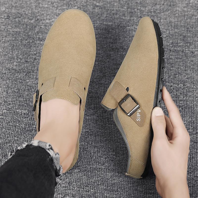 Новые модные универсальные тапочки с круглым носком для мужчин, нескользящие, летние модные повседневные сандалии для отдыха на открытом воздухе, плоские туфли для мужчин, легкие