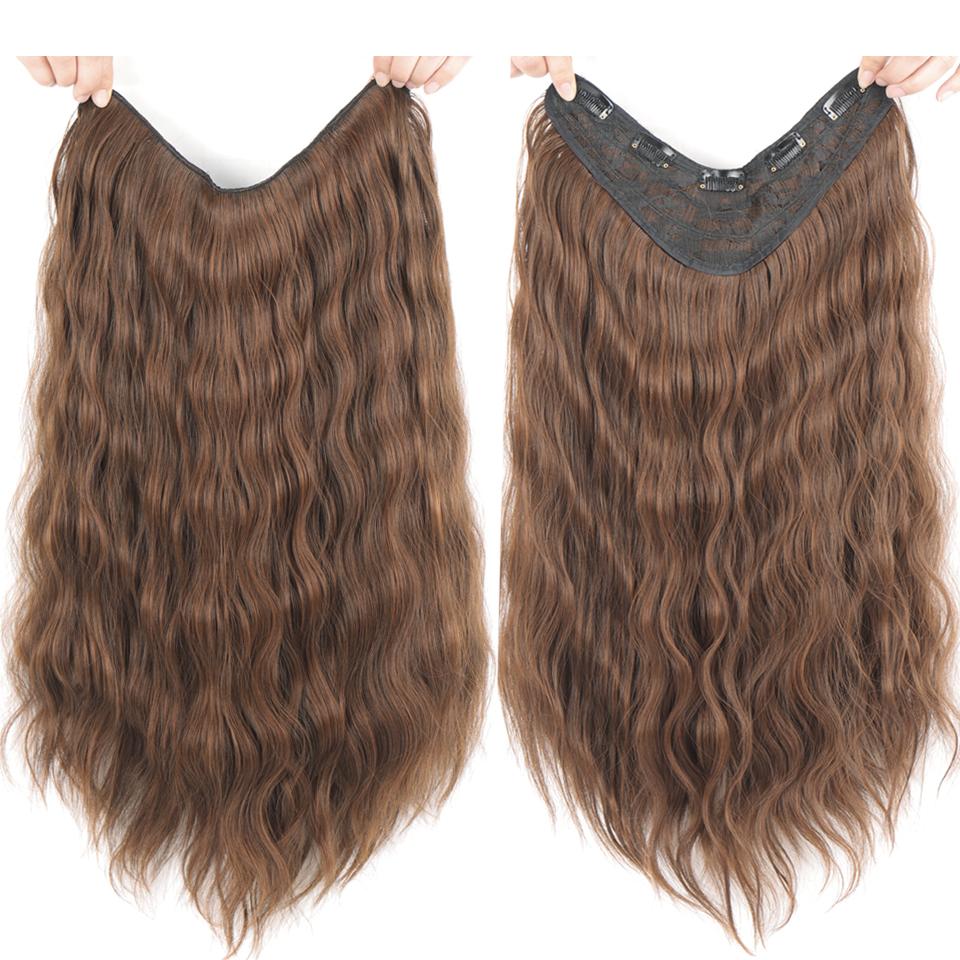 5 зажимов V тип накладные волосы синтетические наращивание волос вьющиеся термостойкие волосы