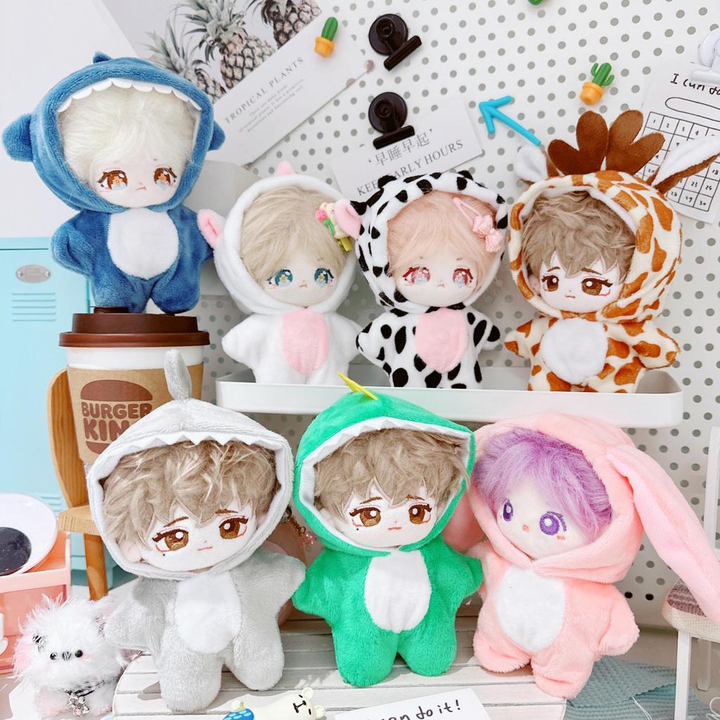 10cm Cotton Doll Starfish, Rabbit, Dinosaur, Fawn, Shark Onesie Clothing Set